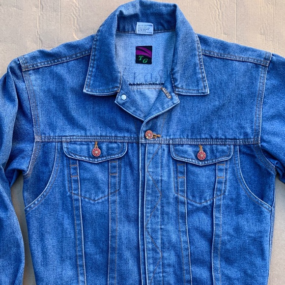 Vintage 80s jean jacket, used excellent condition, cool back embroidery - Picture 3 of 11